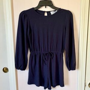 Navy Blue Long Sleeve Romper